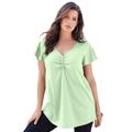 Plus Size Women's Flutter-Sleeve Sweetheart Ultimate Tee by Roaman's in Green Mint (Size 22/24) Long T-Shirt Top