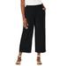 Plus Size Women's Wide Leg Linen Crop Pant by Jessica London in Black (Size 22 W)