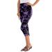 Plus Size Women's Essential Stretch Capri Legging by Roaman's in Vintage Lavender Paint Stroke (Size 18/20) Activewear Workout Yoga Pants