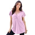 Plus Size Women's Flutter-Sleeve Sweetheart Ultimate Tee by Roaman's in Pale Lavender (Size 42/44) Long T-Shirt Top