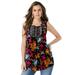 Plus Size Women's Angel Chiffon Blouse by Roaman's in Black Wildflower Print (Size 26 W) Top