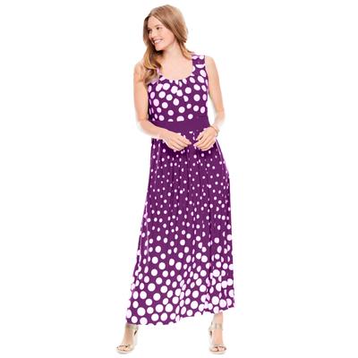Plus Size Women's Banded-Waist Print Maxi Dress by Woman Within in Plum Purple Ombre Dot (Size 14/16)