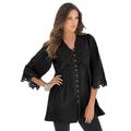 Plus Size Women's Juliet Lace Big Shirt by Roaman's in Black (Size 30 W) Long Shirt Blouse