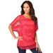 Plus Size Women's Pullover Crochet Sweater by Roaman's in Antique Strawberry (Size S)