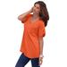 Plus Size Women's V-Neck Boyfriend Slub Tunic by Roaman's in Grenadine (Size M) Long Shirt