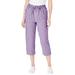 Plus Size Women's Seersucker Capri Pant by Woman Within in Purple Orchid Gingham (Size 26 W)