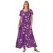 Plus Size Women's Short-Sleeve Crinkle Dress by Woman Within in Plum Purple Patch Floral (Size S)