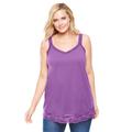 Plus Size Women's Lace-Trim V-Neck Tank by Woman Within in Pretty Violet (Size 30/32) Top