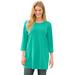 Plus Size Women's Perfect Three-Quarter-Sleeve Scoopneck Tunic by Woman Within in Pretty Jade (Size 2X)