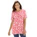 Plus Size Women's Perfect Printed Short-Sleeve Crewneck Tee by Woman Within in Sweet Coral Butterfly Ditsy (Size 1X) Shirt