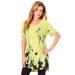 Plus Size Women's Printed Slub Tunic by Roaman's in Lemon Mist Abstract (Size 38/40) Long Shirt