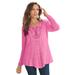 Plus Size Women's Lace Yoke Pullover by Roaman's in Vintage Rose (Size S) Sweater