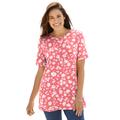 Plus Size Women's Perfect Printed Short-Sleeve Crewneck Tee by Woman Within in Sweet Coral Butterfly Ditsy (Size 6X) Shirt