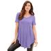 Plus Size Women's Swing Ultra Femme Tunic by Roaman's in Vintage Lavender (Size 38/40) Short Sleeve V-Neck Shirt