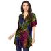 Plus Size Women's Short-Sleeve Angelina Tunic by Roaman's in Multi Mixed Animal (Size 22 W) Long Button Front Shirt