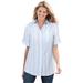 Plus Size Women's Short-Sleeve Button Down Seersucker Shirt by Woman Within in Royal Navy Rainbow Stripe (Size 4X)