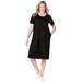 Plus Size Women's Perfect Short-Sleeve Crewneck Tee Dress by Woman Within in Black Polka Dot (Size M)