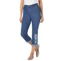 Plus Size Women's Girlfriend Stretch Jean by Woman Within in Medium Stonewash Floral Embroidery (Size 24 WP)