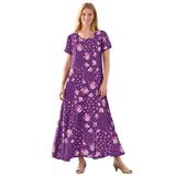 Plus Size Women's Short-Sleeve Crinkle Dress by Woman Within in Plum Purple Patch Floral (Size 2X)