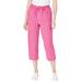 Plus Size Women's Seersucker Capri Pant by Woman Within in Raspberry Sorbet Gingham (Size 22 W)