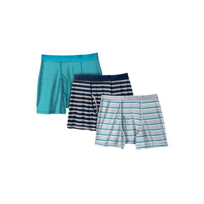 Men's Big & Tall Cotton Boxer Briefs 3-Pack by KingSize in Light Teal Assorted Pack (Size 9XL)