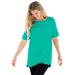 Plus Size Women's Perfect Cuffed Elbow-Sleeve Boat-Neck Tee by Woman Within in Pretty Jade (Size 3X) Shirt