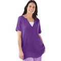 Plus Size Women's Split-Neck Henley Thermal Tee by Woman Within in Purple Orchid (Size 18/20) Shirt