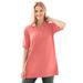 Plus Size Women's Elbow-Sleeve Polo Tunic by Woman Within in Sweet Coral (Size 4X) Polo Shirt