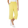 Plus Size Women's Elastic-Waist Knit Capri Pant by Woman Within in Primrose Yellow (Size 5X)