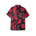 Men's Big & Tall Short-Sleeve Linen Shirt by KingSize in Black Floral (Size XL)