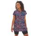 Plus Size Women's Longer Length Short-Sleeve Swim Tunic by Swim 365 in Party Multi (Size 24)