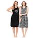 Plus Size Women's 2-Pack Sleeveless Sleepshirt by Dreams & Co. in Black White Zebra (Size 18/20) Nightgown