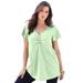 Plus Size Women's Flutter-Sleeve Sweetheart Ultimate Tee by Roaman's in Green Mint (Size 14/16) Long T-Shirt Top