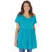 Plus Size Women's Short-Sleeve Empire Waist Tunic by Woman Within in Pretty Turquoise (Size 26/28)