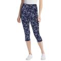 Plus Size Women's Stretch Cotton Printed Capri Legging by Woman Within in Navy Batik Floral (Size 6X)