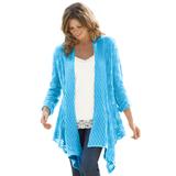 Plus Size Women's Open Front Pointelle Cardigan by Woman Within in Paradise Blue (Size 1X) Sweater