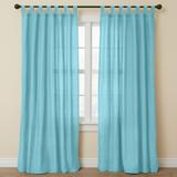 Wide Width Poly Cotton Canvas Tab-Top Panel by BrylaneHome in Aqua (Size 48" W 96" L) Window Curtain