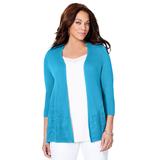 Plus Size Women's Embroidered Lace Cardigan by Catherines in Aqua Ocean (Size 5X)