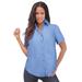 Plus Size Women's Short-Sleeve Kate Big Shirt by Roaman's in French Blue (Size 14 W) Button Down Shirt Blouse