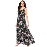 Plus Size Women's Romantic Ruffle Dress by Roaman's in Black Cherry Blossom (Size 30 W)