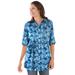 Plus Size Women's Pintucked Tunic Blouse by Woman Within in Navy Texture Tie Dye (Size L)