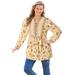 Plus Size Women's Button-Front Mixed Print Tunic by Woman Within in Banana Garden Floral (Size M)