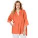 Plus Size Women's Hi-Low Linen Tunic by Jessica London in Tropical Melon (Size 20 W) Long Shirt