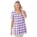 Plus Size Women's A-Line Knit Tunic by Woman Within in Purple Orchid Buffalo Plaid (Size 2X)