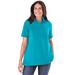 Plus Size Women's Perfect Short-Sleeve Polo Shirt by Woman Within in Pretty Turquoise (Size L)