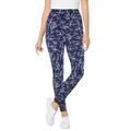 Plus Size Women's Stretch Cotton Printed Legging by Woman Within in Navy Batik Floral (Size 5X)