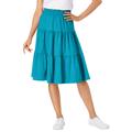 Plus Size Women's Jersey Knit Tiered Skirt by Woman Within in Pretty Turquoise (Size 30/32)