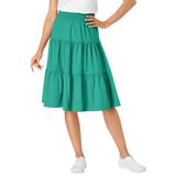 Plus Size Women's Jersey Knit Tiered Skirt by Woman Within in Pretty Jade (Size 12)