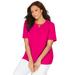 Plus Size Women's Suprema® Pleat-Neck Tee by Catherines in Pink Burst (Size 5X)