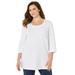 Plus Size Women's Suprema® Feather Together Tee by Catherines in White (Size 3X)